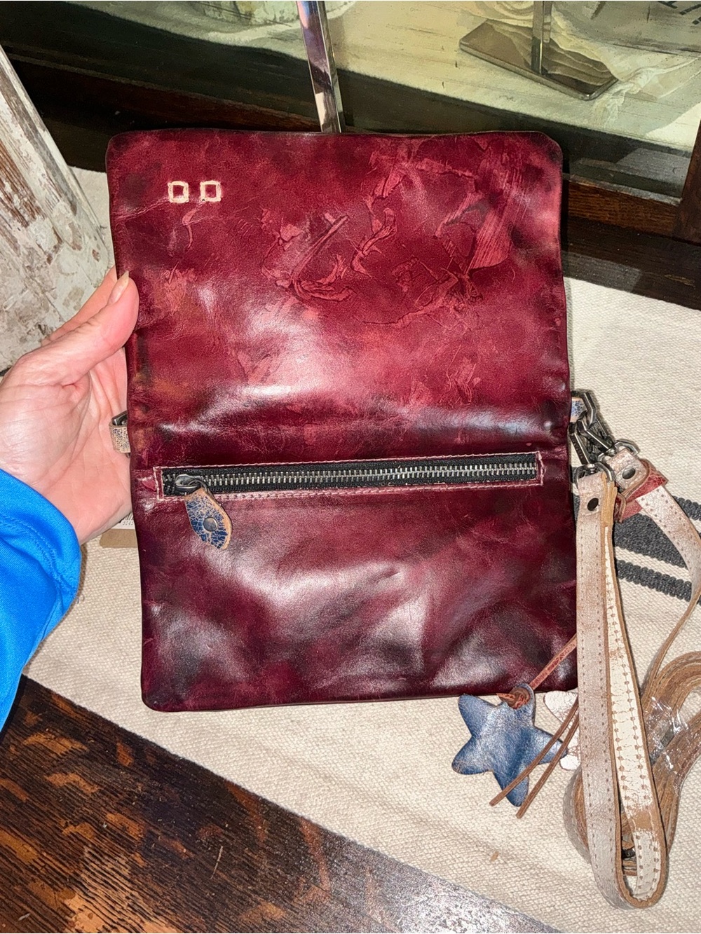 NWT Bed Stu Cadence Wallet Wristlet Crossbody Bag Red Americana Rustic MSRP $198 - Picture 12 of 15